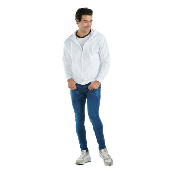 Sudadera Blanca con Capucha y Cierre - Imagen 3