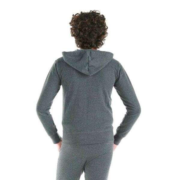 Sudadera Gris Con Capucha Y Cierre - Imagen 2