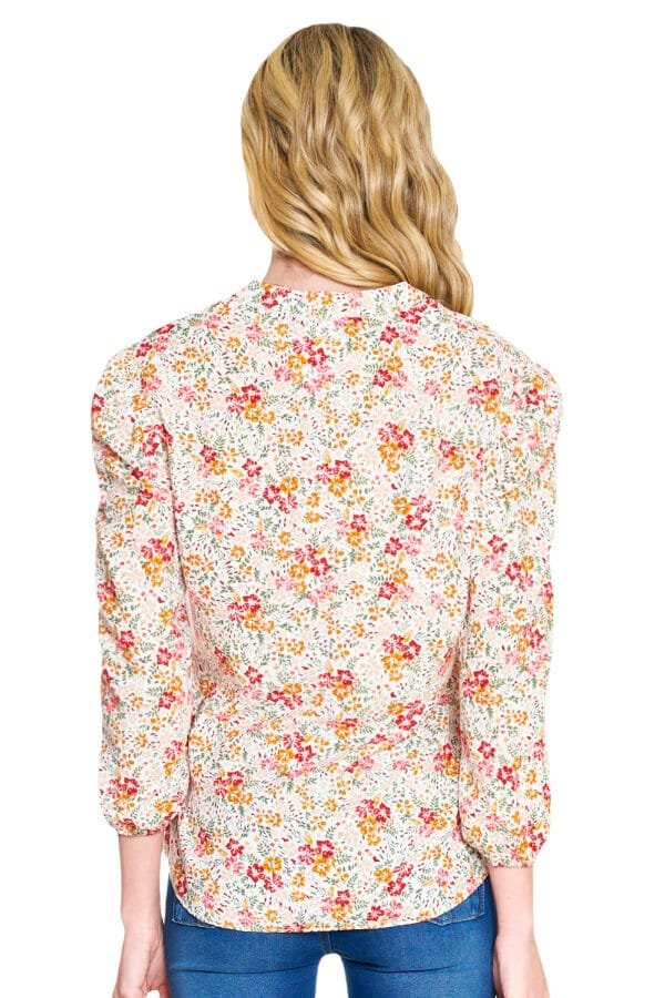 BLUSA FLORAL ELÁSTICO EN MANGA - Imagen 2