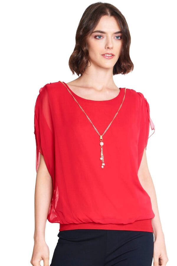 BLUSA COLLAR Y CAPA ROJO