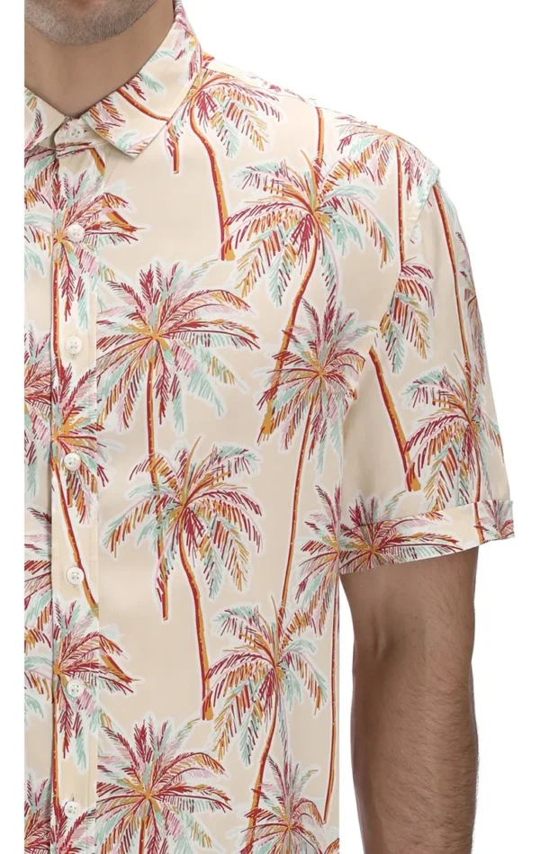 Camisa manga corta viscosa estampada de hombre - Imagen 3