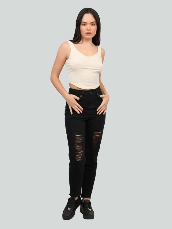 Jeans Mom Slim Rasguños CCP