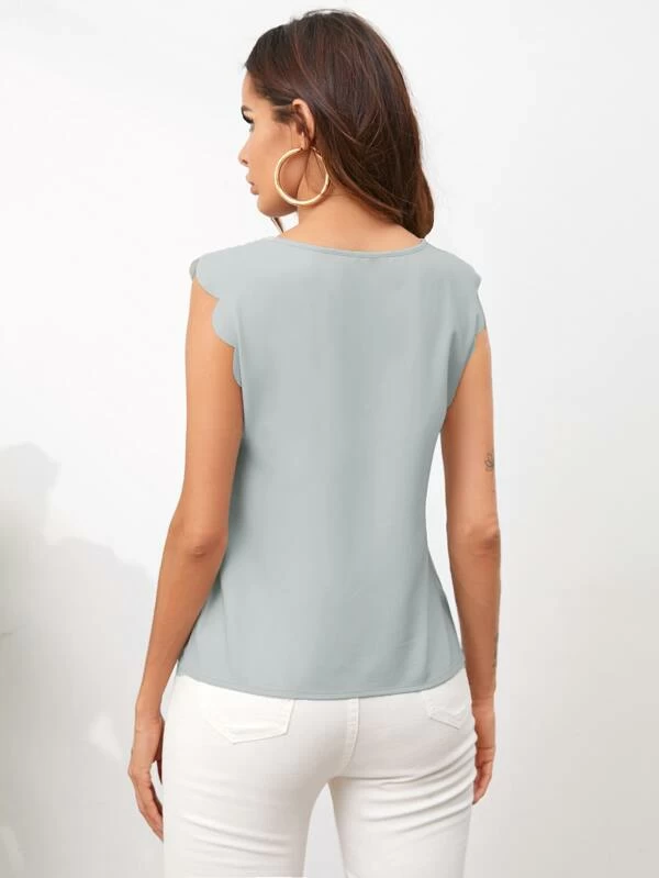 Top ribete en abanico de cuello con abertura de ojo - Imagen 2