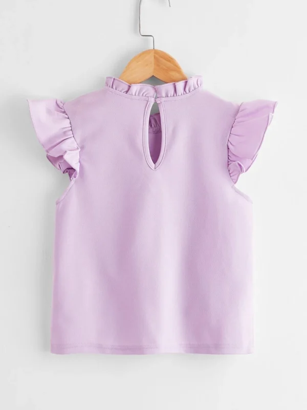 Top de niñas con perlas de sisa fruncido de cuello fruncido - Imagen 4