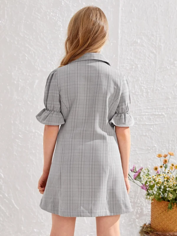 Vestido de manga con volante con doble botón de cuadros - Imagen 2