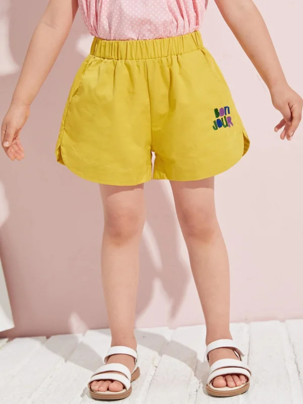 Shorts para niña pequeña Bordado Letras Casual