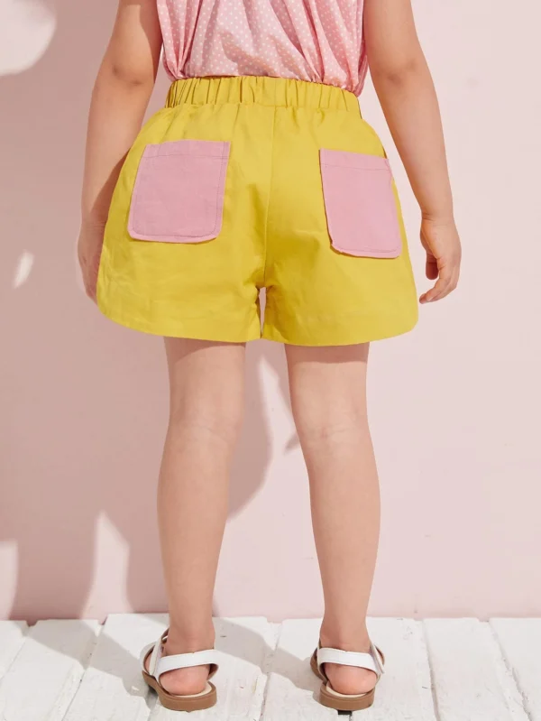 Shorts para niña pequeña Bordado Letras Casual - Imagen 6