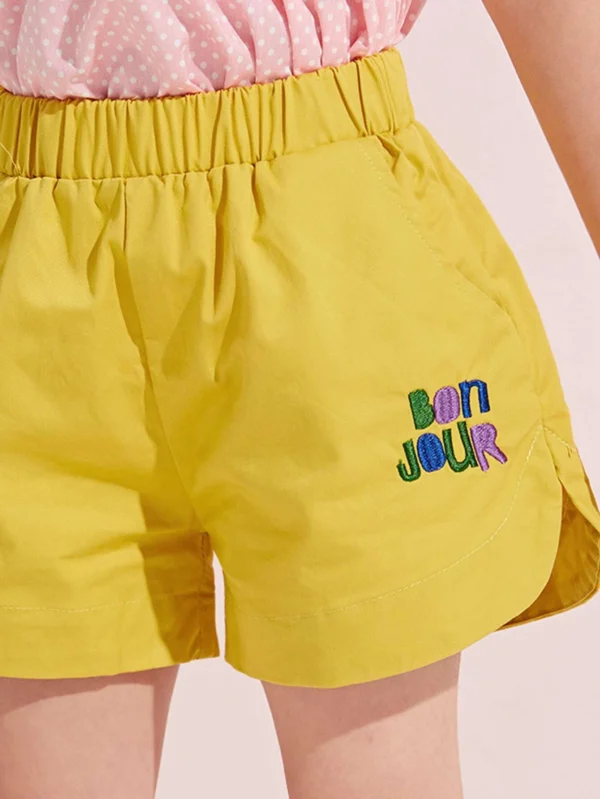 Shorts para niña pequeña Bordado Letras Casual - Imagen 4