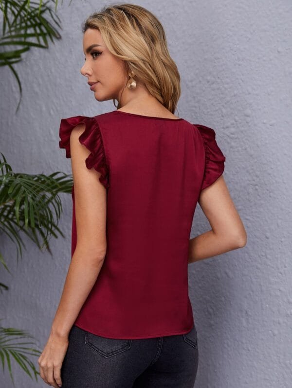 Blusa de cuello V sisa con fruncido - Imagen 5