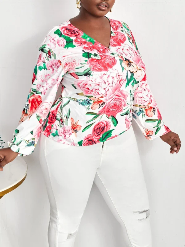 Top cruzado con estampado floral con nudo lateral - Imagen 3