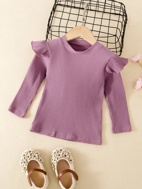 Camiseta tejido de canalé ribete con fruncido