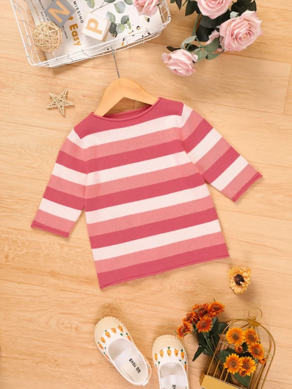 Niñitas Jersey con patrón de rayas combinadas