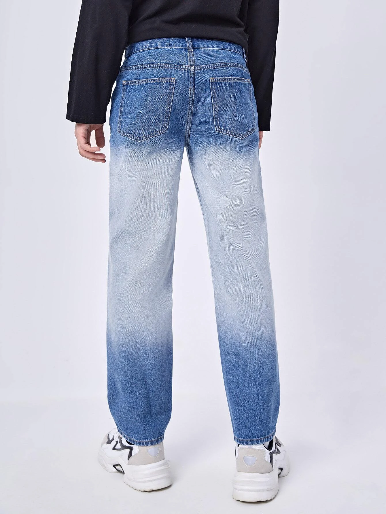 Jeans de pierna recta de color combinado - Imagen 3