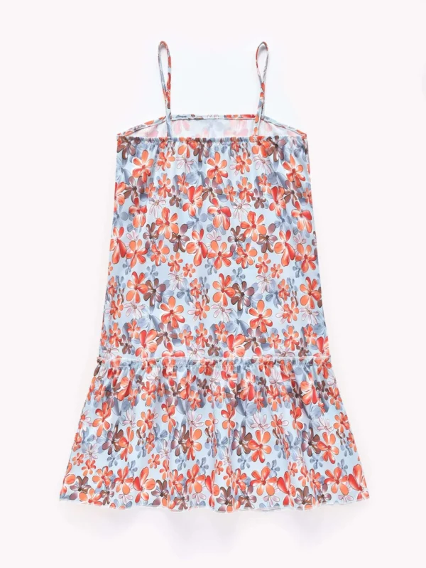 Niñas Vestido de tirantes con estampado floral bajo con fruncido - Imagen 6