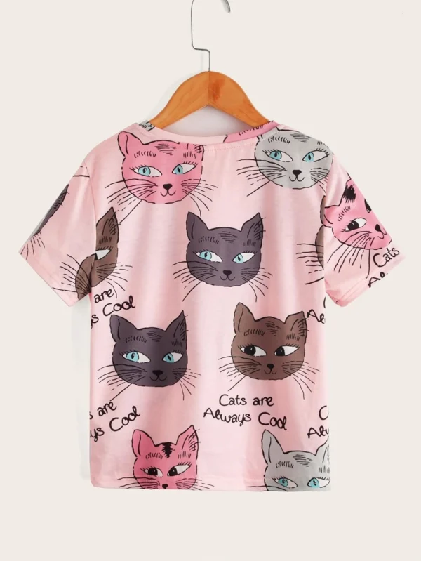 Camiseta con estampado de slogan y dibujos animados - Imagen 4