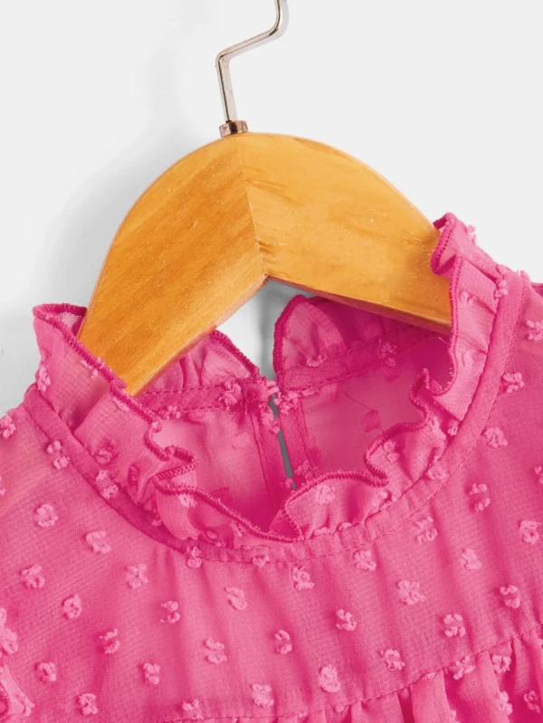 Niñitas Blusa de lunares fruncido de espalda con abertura de ojo - Imagen 3