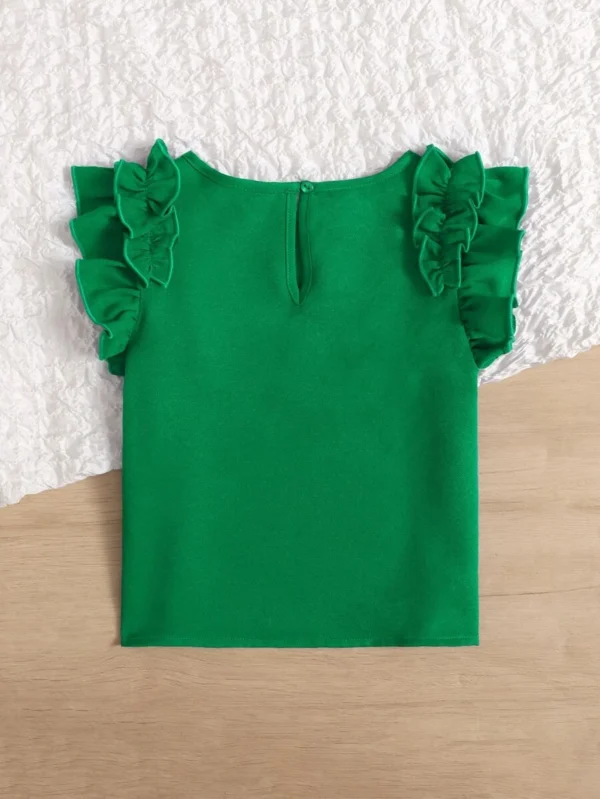 Niñitas Blusa ribete fruncido de manga mariposa - Imagen 4