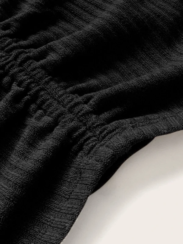 Camiseta de manga farol ribete fruncido con cordón fruncido - Imagen 4