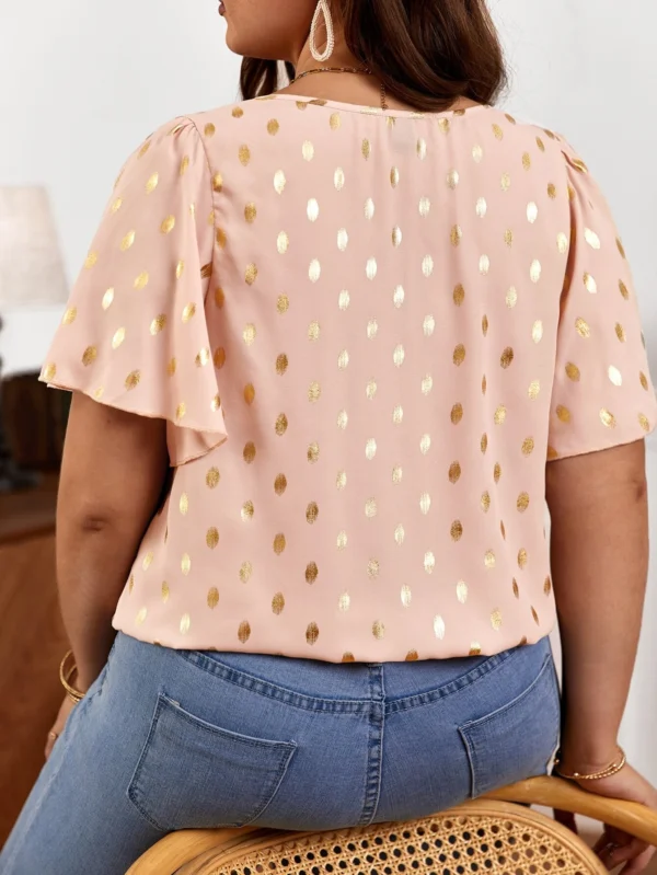 Blusa con estampado de lunares dorados cremallera media - Imagen 2
