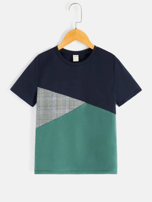 Camiseta de cuadros de color combinado
