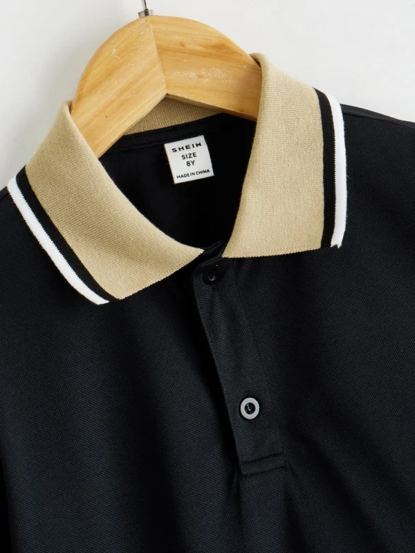 Camisa polo de cuello en contraste - Imagen 3