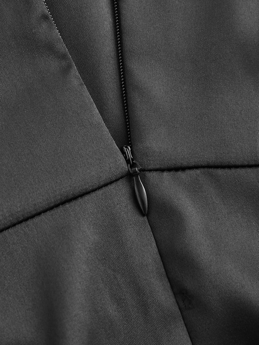 Vestido de tirantes de satén fruncido - Imagen 3