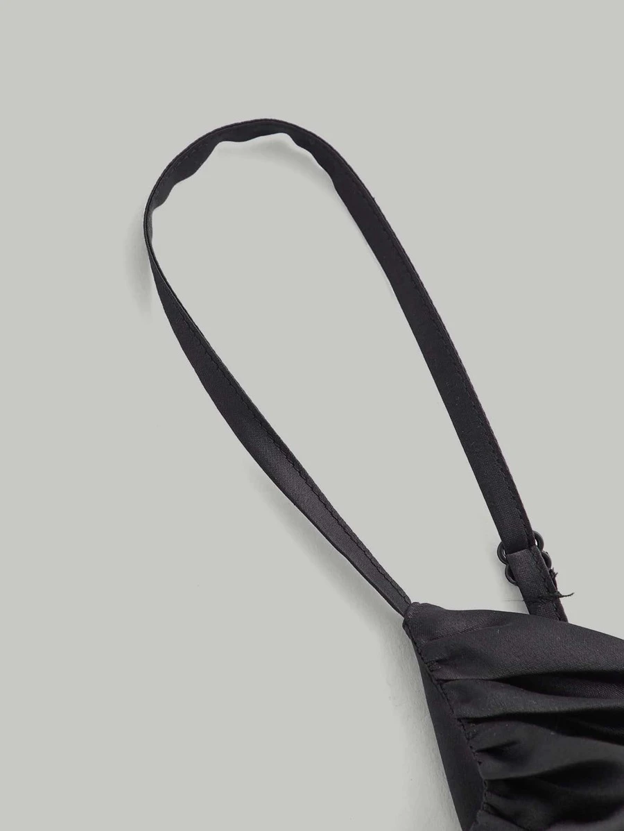 Vestido de tirantes de satén fruncido - Imagen 2