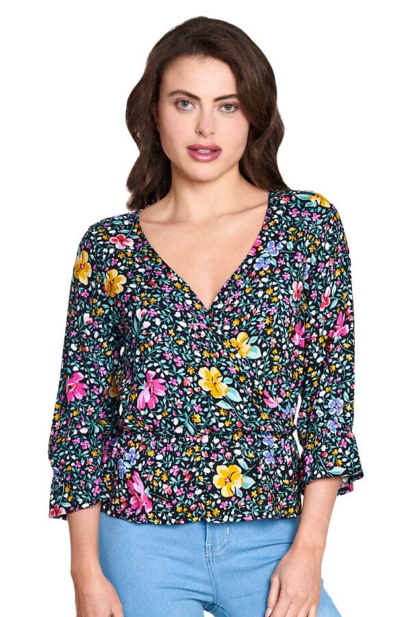 BLUSA FLORAL PEPLUM CON ELÁSTICO