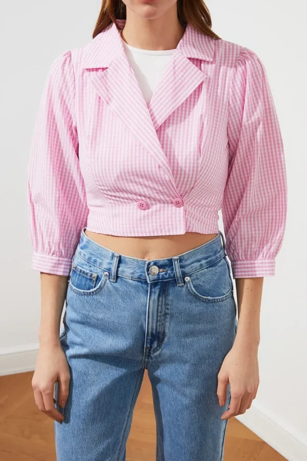 Blusa Cuello Chaqueta Rosa