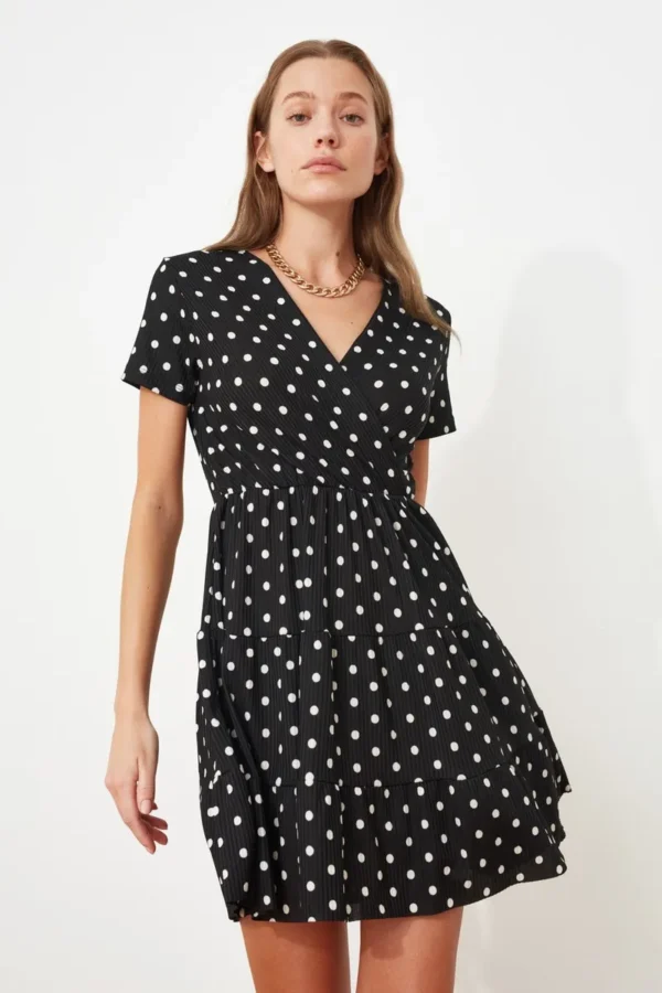 Vestido De Punto Con Cuello En V Estampado - Imagen 2