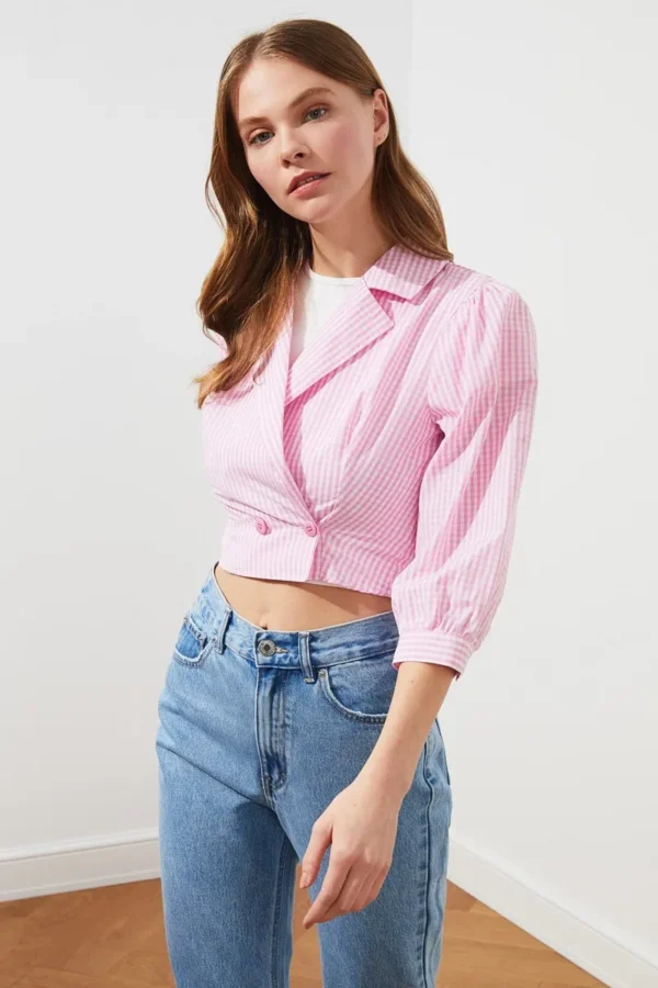 Blusa Cuello Chaqueta Rosa - Imagen 3