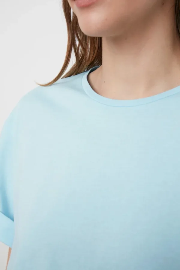 Playera De Punto Celeste Con Cuello Redondo - Imagen 2