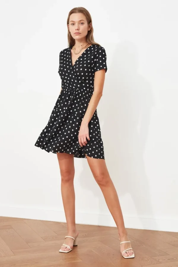 Vestido De Punto Con Cuello En V Estampado