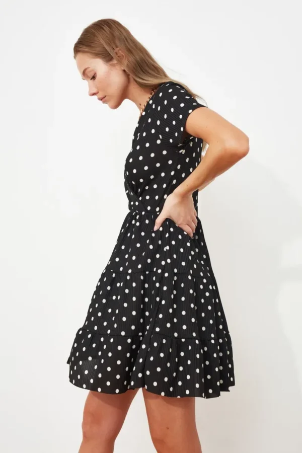 Vestido De Punto Con Cuello En V Estampado - Imagen 3