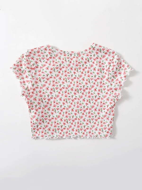 Tops de niñitas Acaracolado floral de margarita Casual - Imagen 4