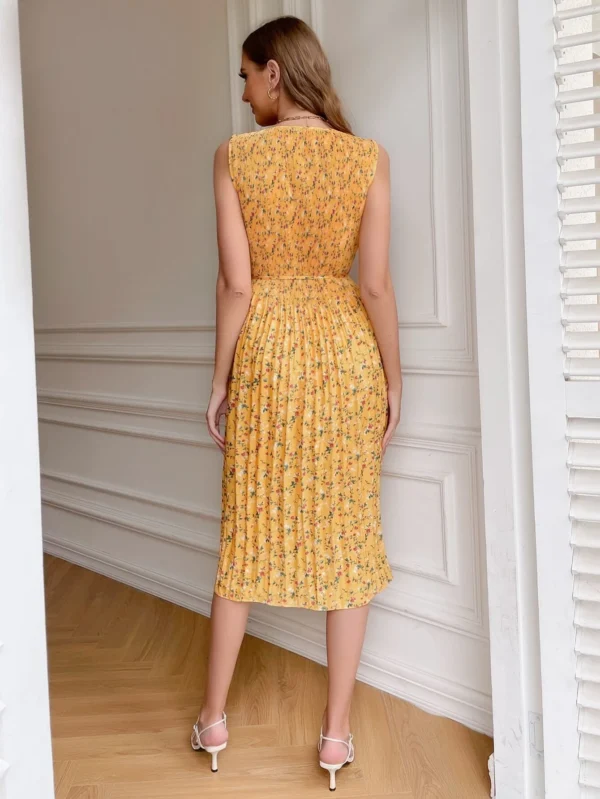 Vestido bajo fruncido floral - Imagen 5