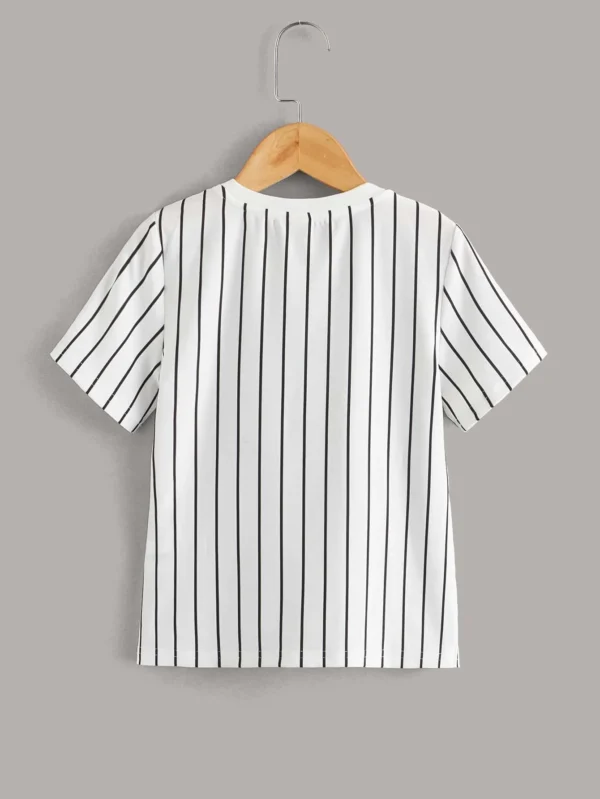 Niñitos Camiseta con estampado de letra de rayas - Imagen 4