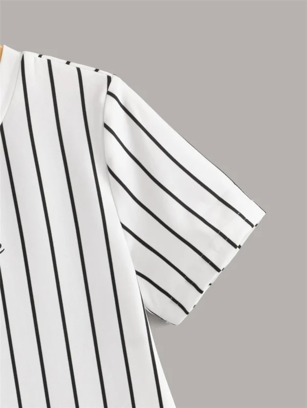 Niñitos Camiseta con estampado de letra de rayas - Imagen 2