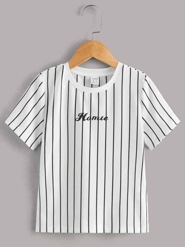 Niñitos Camiseta con estampado de letra de rayas