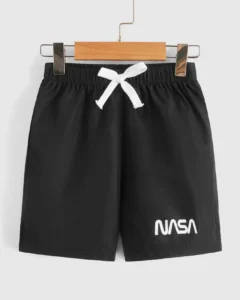 Niñitos Shorts con estampado de letra con cordón delantero