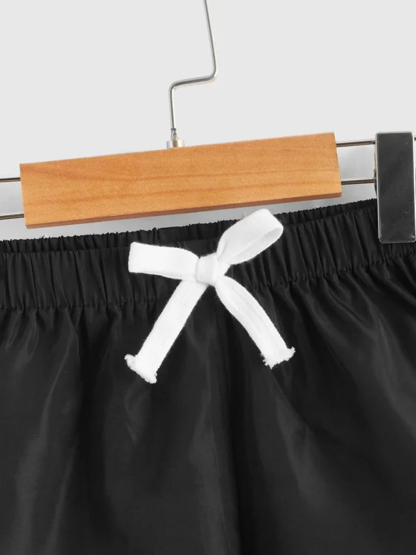 Niñitos Shorts con estampado de letra con cordón delantero - Imagen 3