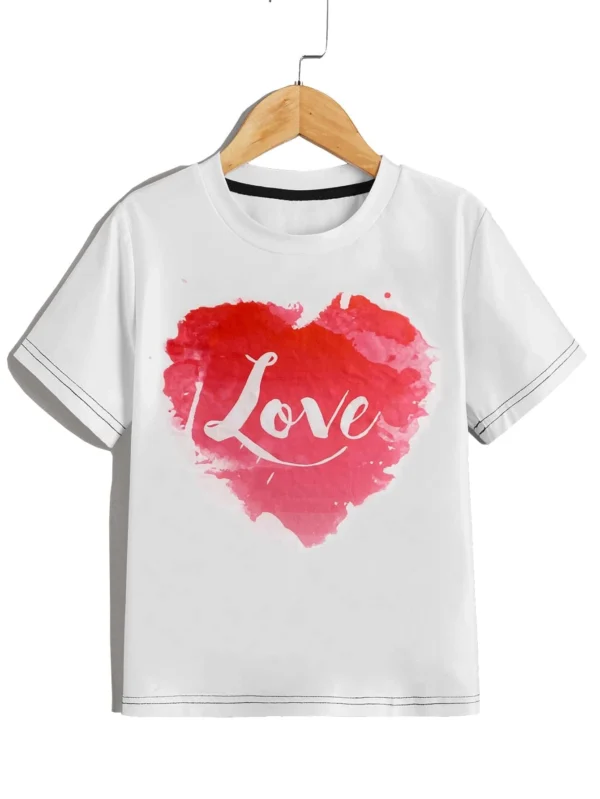 Niñitos Camiseta con estampado de corazón y letra