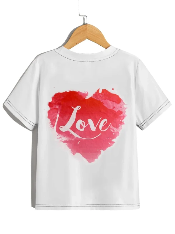 Niñitos Camiseta con estampado de corazón y letra - Imagen 2