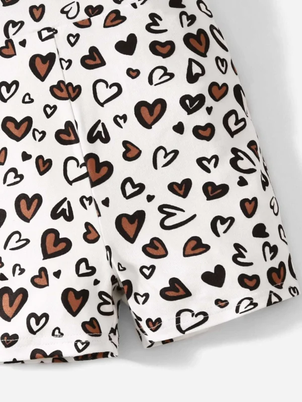 Bebé Mono con estampado de corazón de un hombro - Imagen 2