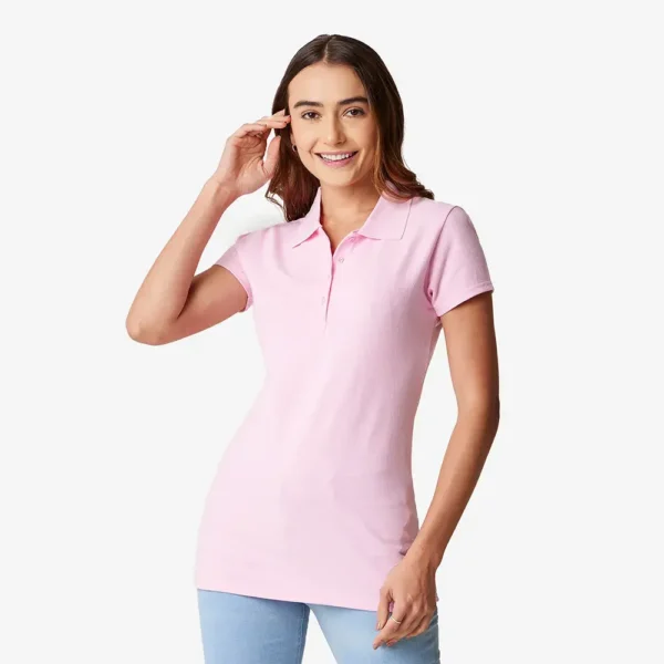 Playera polo rosa mujer manga corta