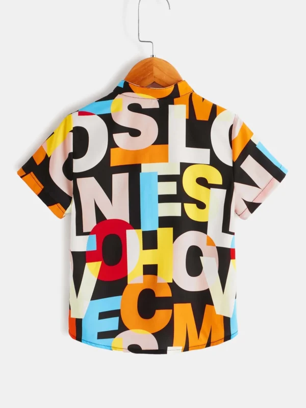 Niñitos Camisa con estampado de letra de cuello alto - Imagen 5