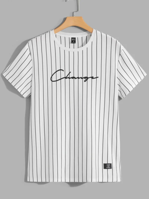 Hombres Camiseta con estampado de rayas y letra