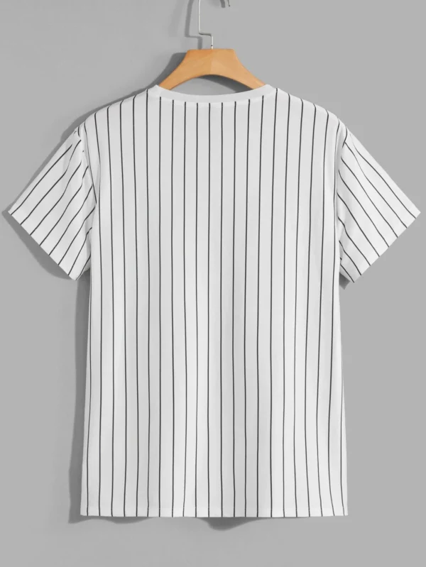 Hombres Camiseta con estampado de rayas y letra - Imagen 4