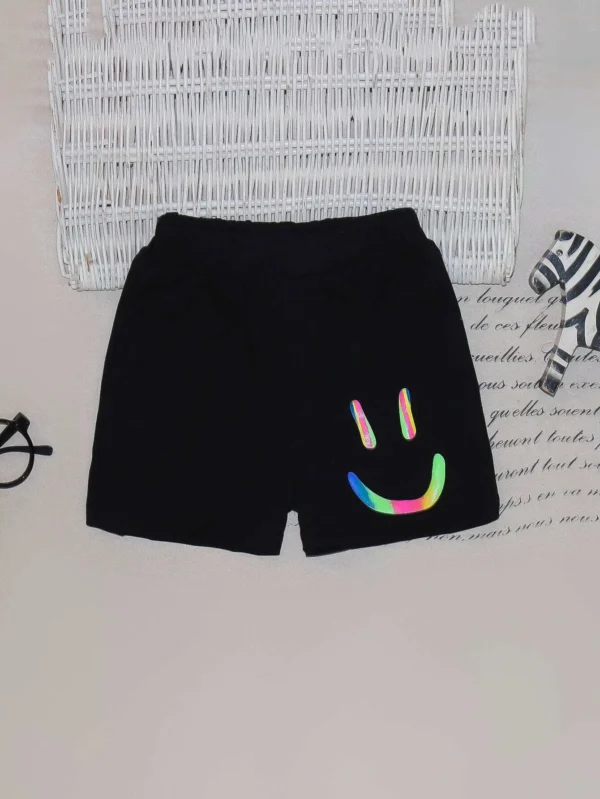 Niñito Shorts reflectante con estampado de dibujos animados
