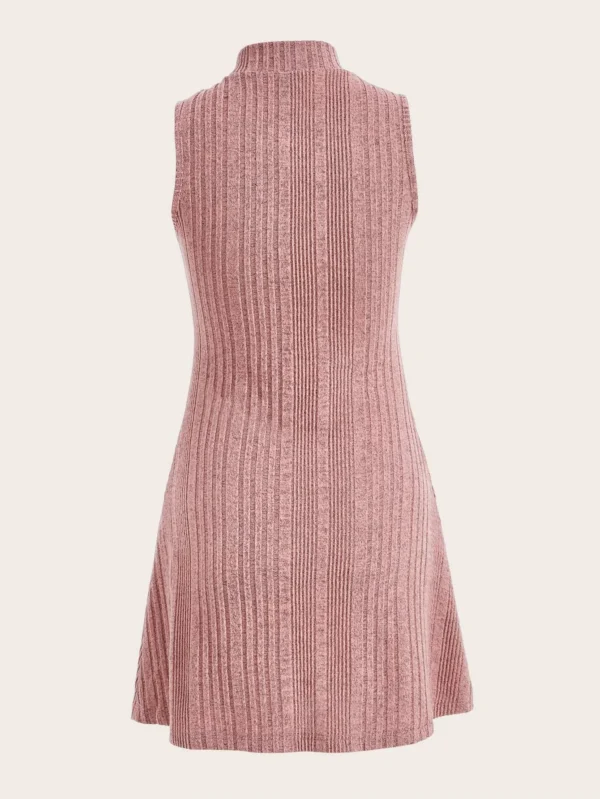 Vestido de cuello alto tejido de canalé - Imagen 4